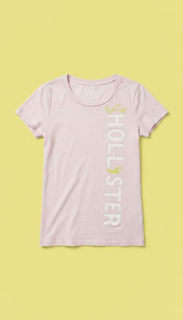 Y2k Hollister SoCal Vertical Logo Pink Short Sleeve T-Shirt Size L